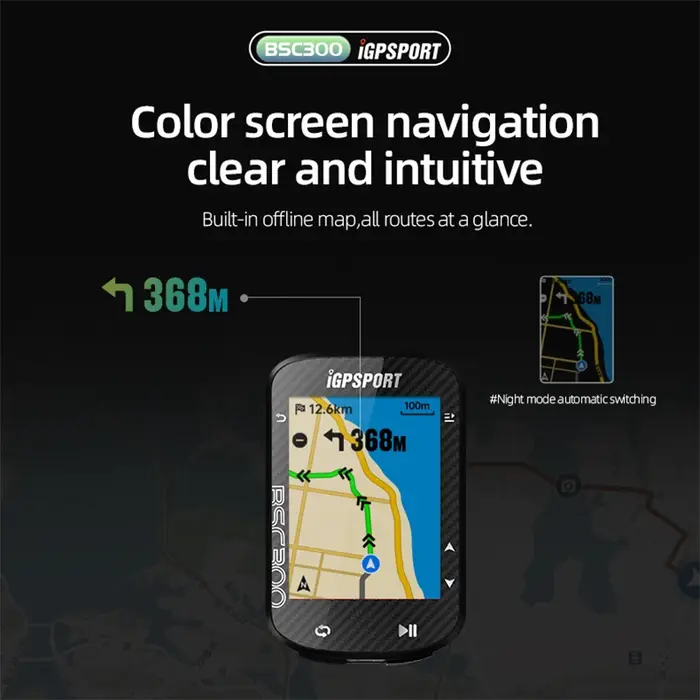 Ordinateur GPS VTT iGPSPORT BSC300 - Navigation cartographique couleur