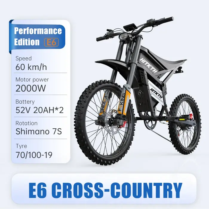 Moto électrique FVKING E6 pour adultes, moteurs 2900W (pic), pneus de 25 pouces, vélo électrique, ba