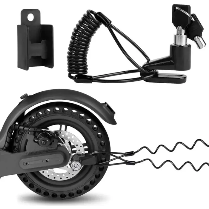 Verrou de frein à disque pour scooter avec câble de rappel enroulé, verrou de sécurité antivol pour scooter électrique, avec support de montage
