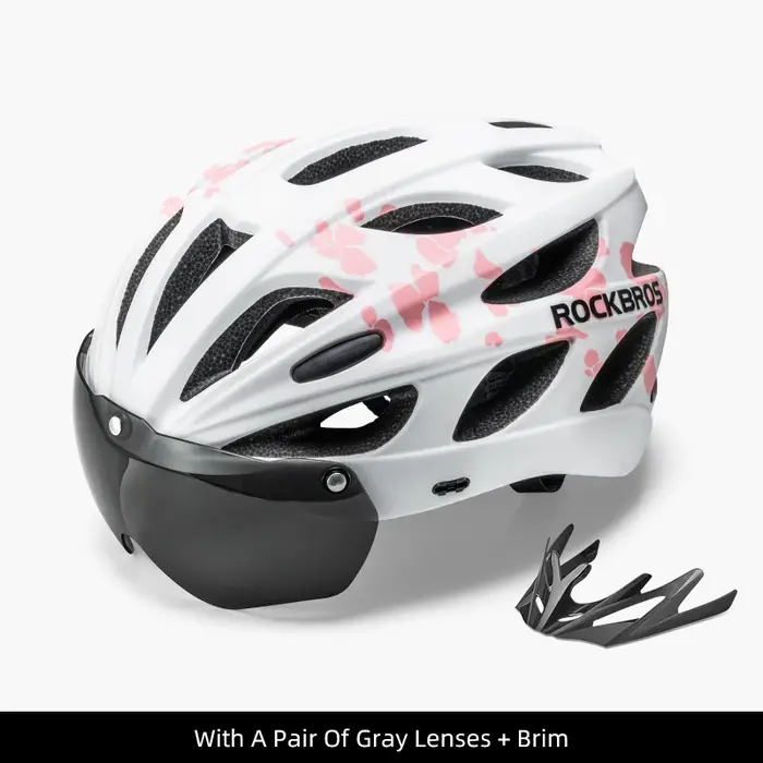 ROCKBROS casque de vélo femmes léger respirant avec lunettes lentille magnétique réglable casque de
