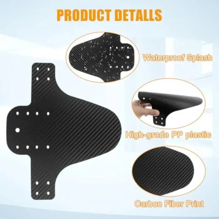 Ailes de garde-boue universelles en fibre de carbone pour VTT avec 12 attaches pour freins à disque et mini moyeux protection avant et arrière pour vélo tout terrain