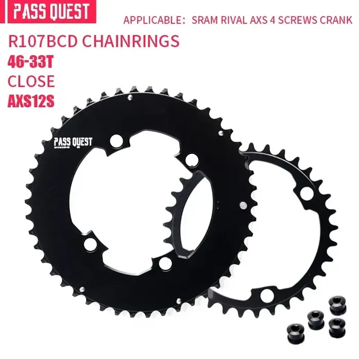 PASS QUEST 107BCD 2 × AERO Chainrings 46-33T 48-35T 50-37T 52-39T pour SRAM FORRival