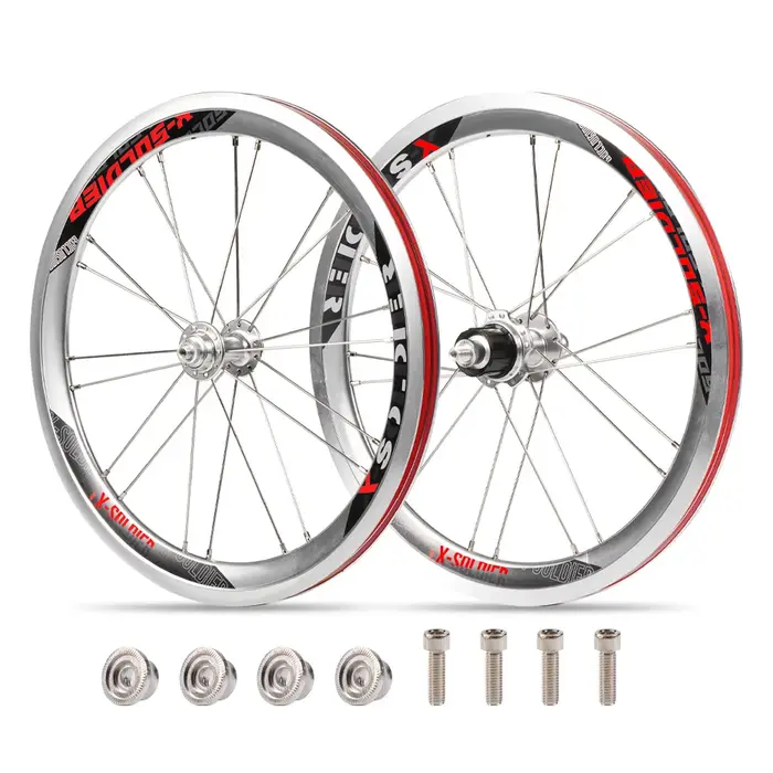 Paire de roues de vélo CNC pour roues de frein Brompton Bike V, 16 "349 avant 74mm arrière 112mm, Co
