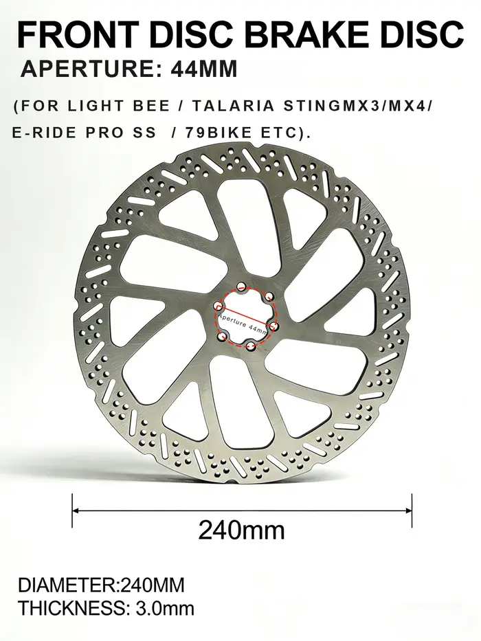 Kit de mise à niveau Super E-bike Light Bee / E-ride / 79Bike Mod vers système de freinage Ultra Bee avec disques de frein avant/arrière de 240 mm