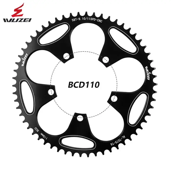 WUZEI 110BCD vélo de route 110 bcd plateau 5 boulons 36T 38T 40T 42T 44T 46T 48T 50T 52T 54T 56T 58T 60T plateau large étroit 110bcd