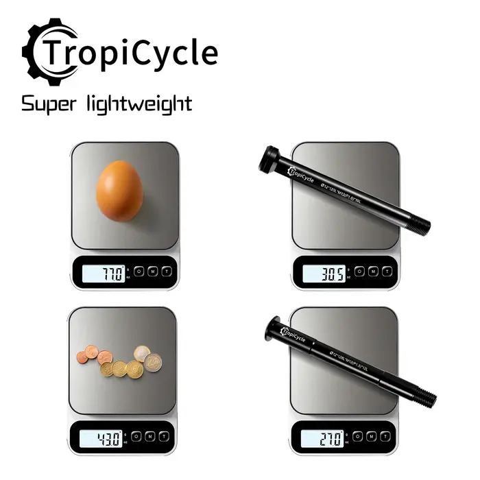 Tropicycle – Axe traversant de fourche avant pour VTT et vélo de route