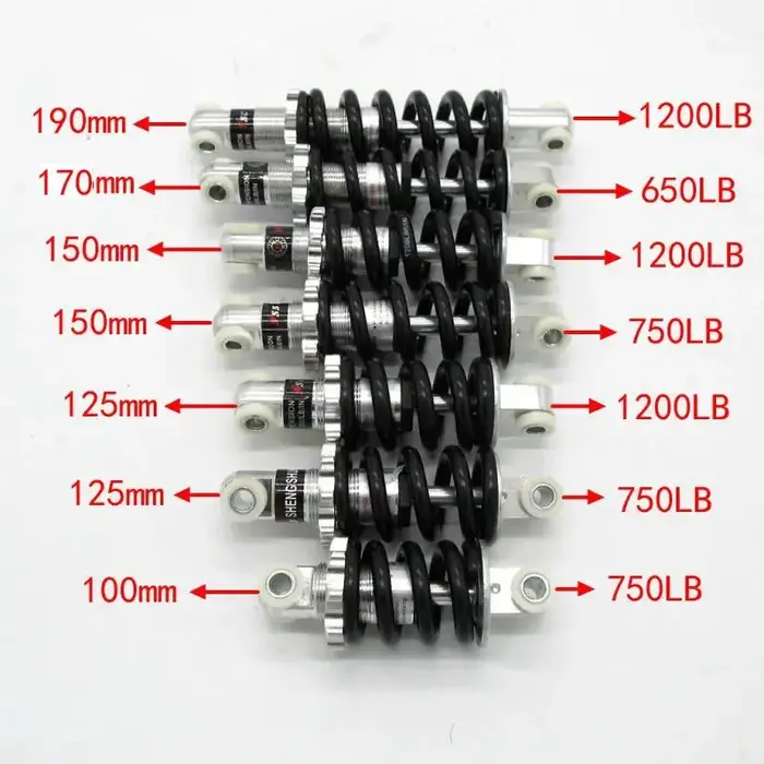 Suspension arrière de vélo 100mm 125mm 150mm 500LBS 750LBS 1200LBS