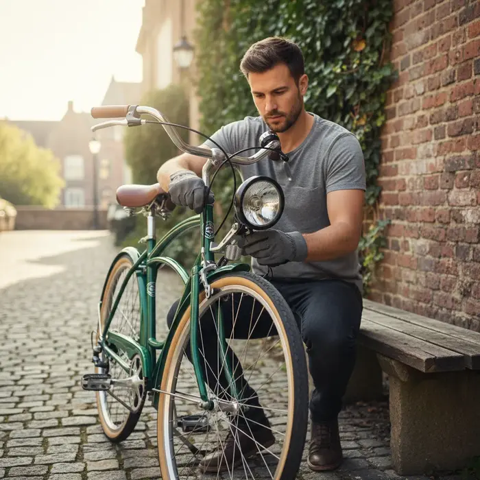 Ensemble de lumières de vélo Dynamo, aucune batterie nécessaire, ensemble de lampes de vélo avant et arrière, feu de sécurité de vélo en alliage d'aluminium ABS