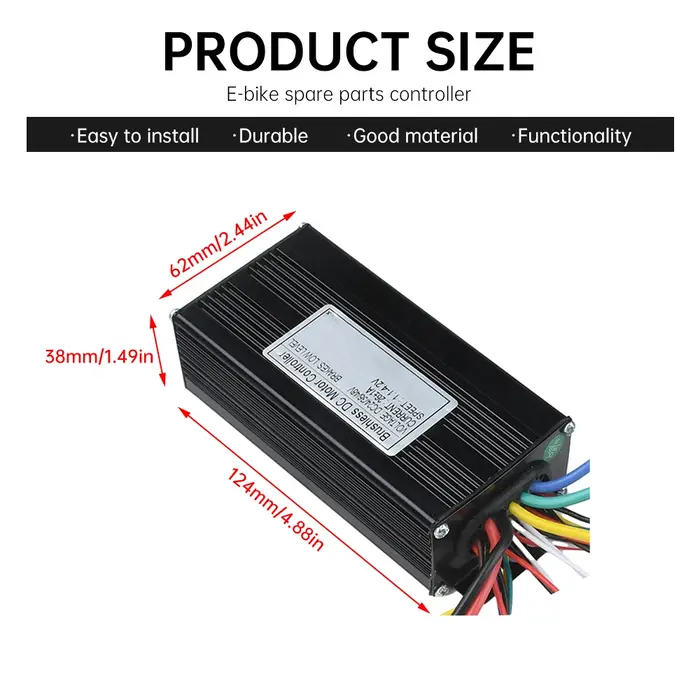 DC 24 V/36 V/48 V e-bike onde sinusoïdale 26A 500/750 W trois modes contrôleur sans brosse pour vélo électrique Tricycle
