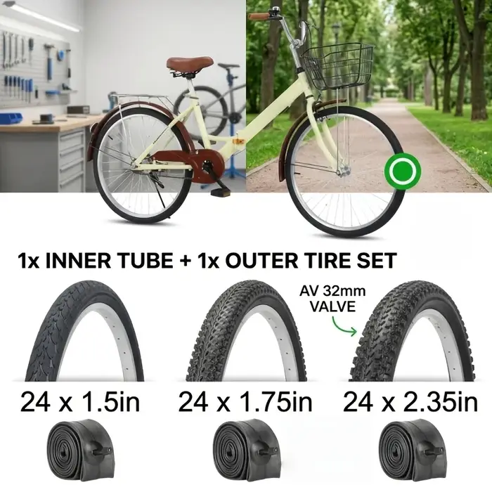 Kit de remplacement de pneu et chambre à air de vélo 24 pouces 24x1.5 24x1.75 24x2.35 pour VTT