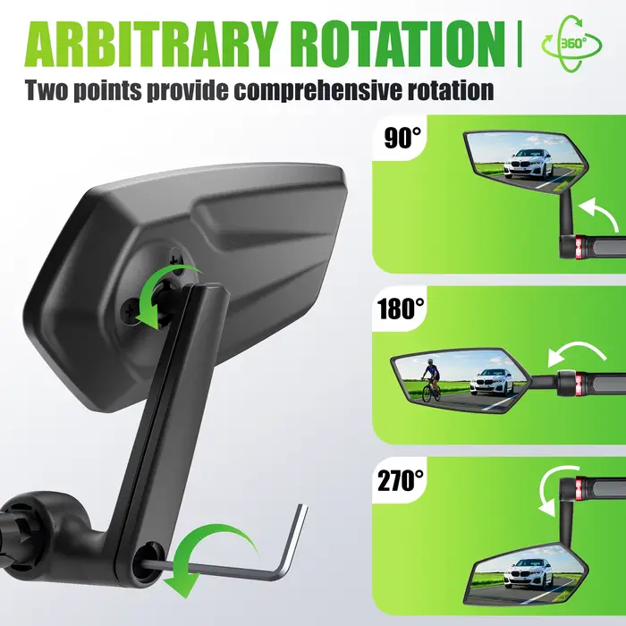 Rétroviseur de vélo RBRL HD grand angle pour extrémité de guidon