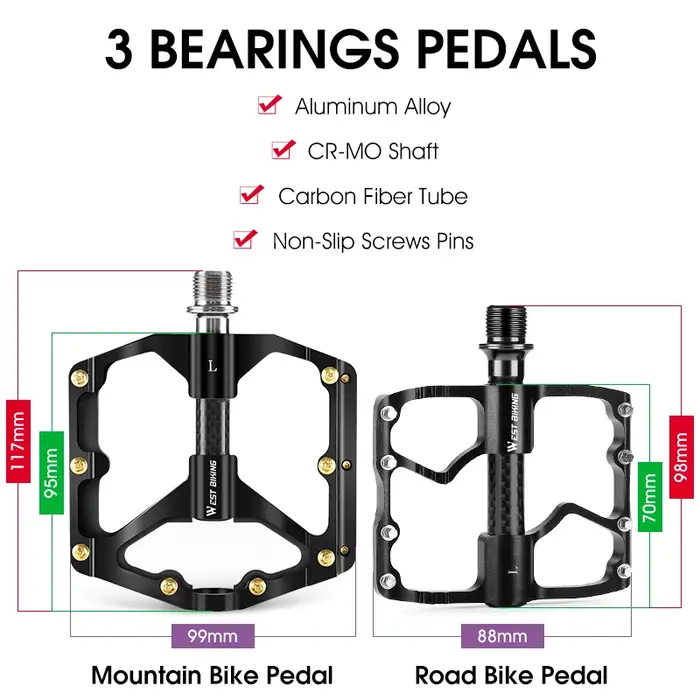WEST BIKING – pédale de vélo ultralégère en Fiber de carbone