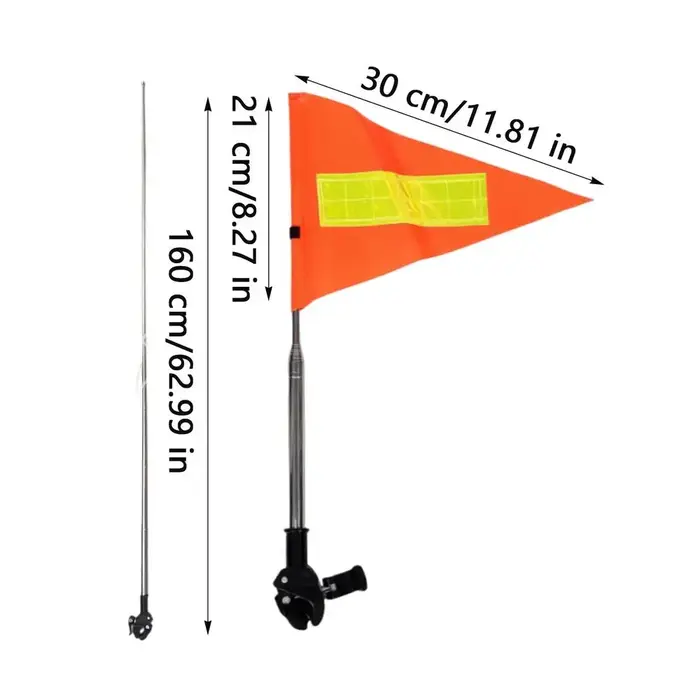 Ensemble de drapeaux réfléchissants de sécurité pour vélo avec mât de montage télescopique, drapeau
