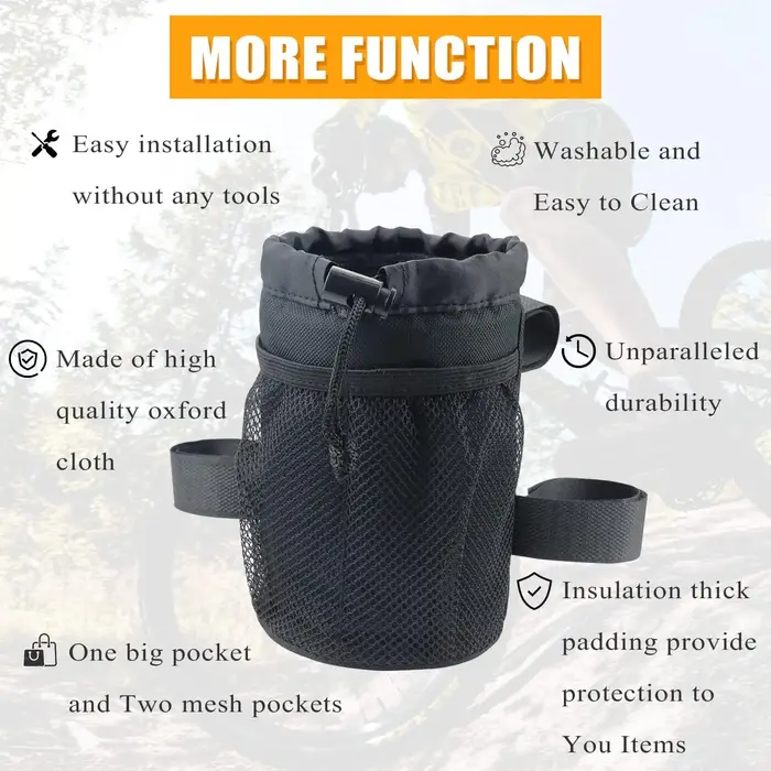 2in1 vélo guidon support pour téléphone vélo porte-bouteille d'eau maille poche universelle ajusteme