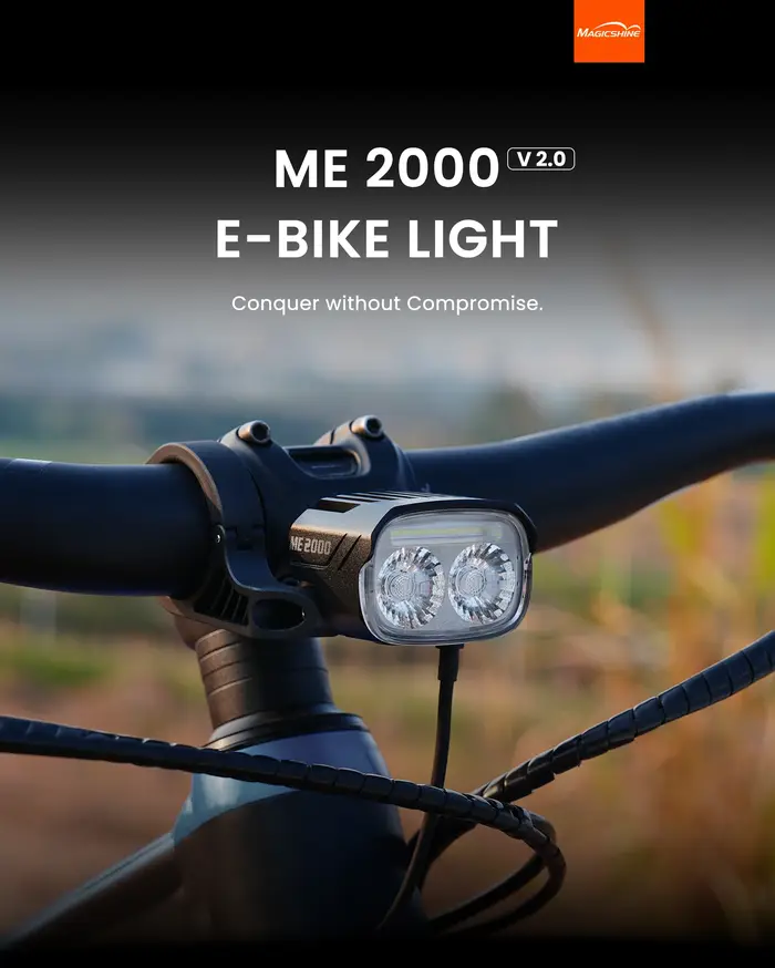 Phare avant pour vélo électrique Magicshine ME 2000 V2.0 haute puissance 2000 lumens en alliage d'aluminium étanche IPX6 pour moteurs Bosch Shimano Brose Yamaha