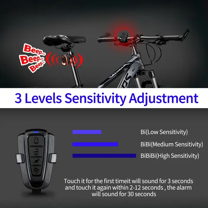 ANTUSI – alarme anti-cambriolage de vélo étanche sans fil A5pro, lumière intelligente de détection d