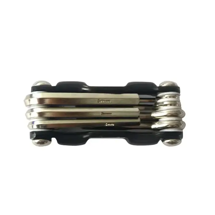 Kit d'outils multi-réparation portable avec clé Allen pliante et clés hexagonales pour entretien de vélo et réglage de rayons en métal noir bleu ou jaune