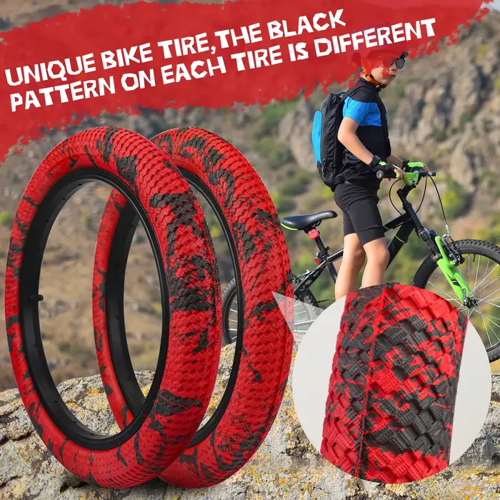 Pneus de vélo ZUKKA 2 pièces 16x2.1 avec chambres à air et leviers - Motif antidérapant unique pour vélos enfant BMX VTT 16 pouces