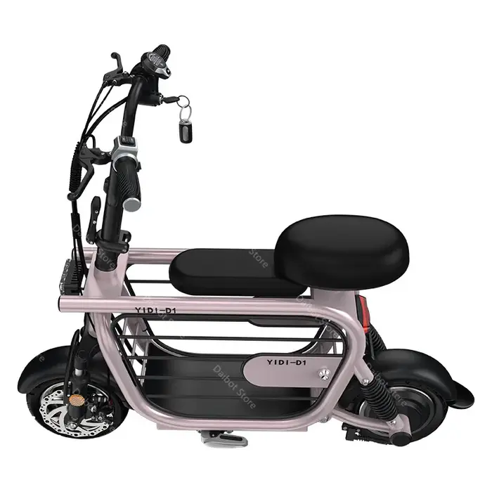 Mini vélo électrique rose pliable avec siège enfant