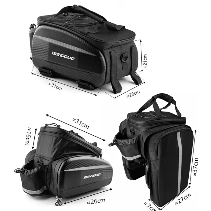 Bike Rack Bag with Reflector & Shoulder Strap Bicycle Trunk Pannier