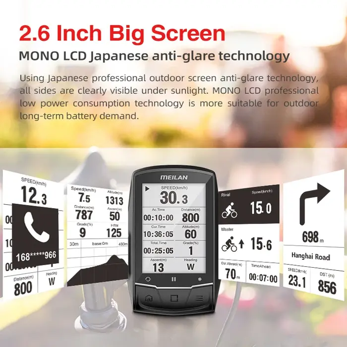 MEILAN M1 ordinateur de vélo GPS écran 2.6 pouces cyclisme compteur de vitesse sans fil Tracker odomètre route vtt