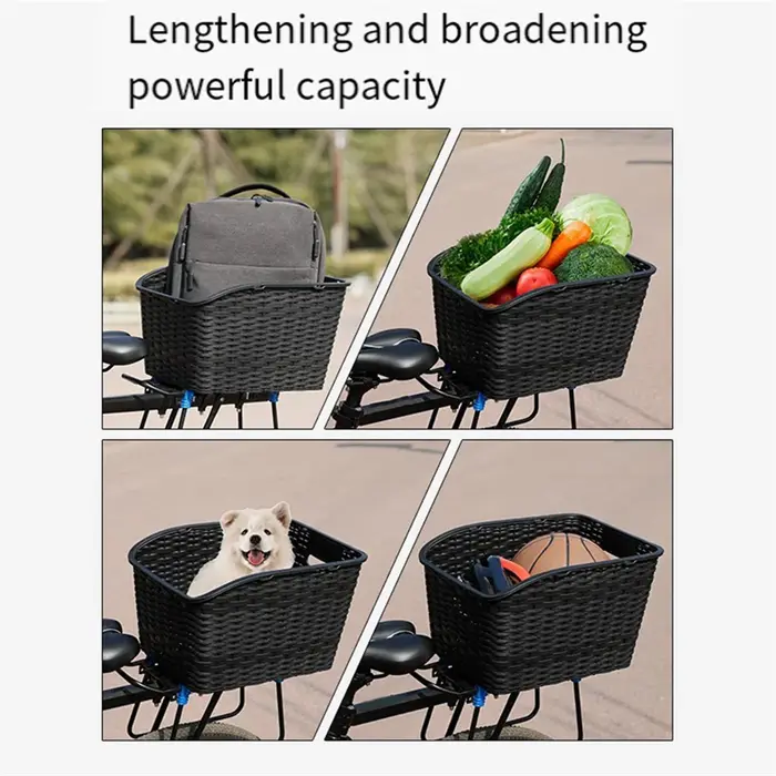 ABJQ Panier de vélo arrière Panier de vélo arrière - Supports de chargement de vélo montés sur rack arrière pour adultes, vélos électriques et vélos