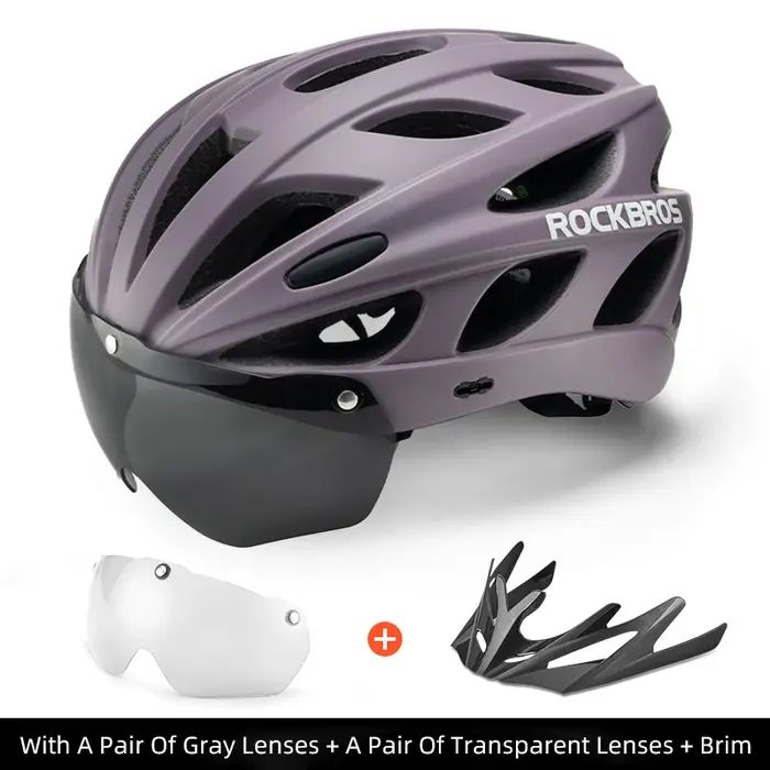 ROCKBROS casque de vélo femmes léger respirant avec lunettes lentille magnétique réglable