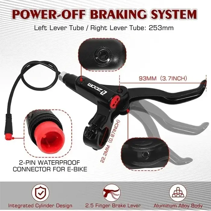 Jeu de freins à disque hydrauliques ZOOM HB-775E à 2 pistons pour vélo pliant scooter électrique et VTT en blanc haute performance