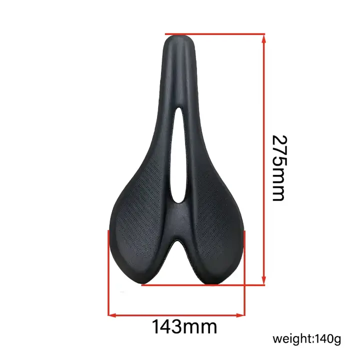 Selle de vélo de route en fibre de carbone 3K T700 avec coussin en cuir noir ultra légère pour VTT et route