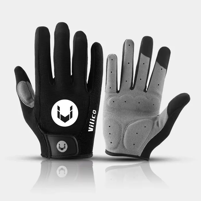 Gants de vélo VILICO à doigts entiers, respirants, antidérapants, rembourrés en SBR, antichocs, pour le VTT/le cyclisme sur route