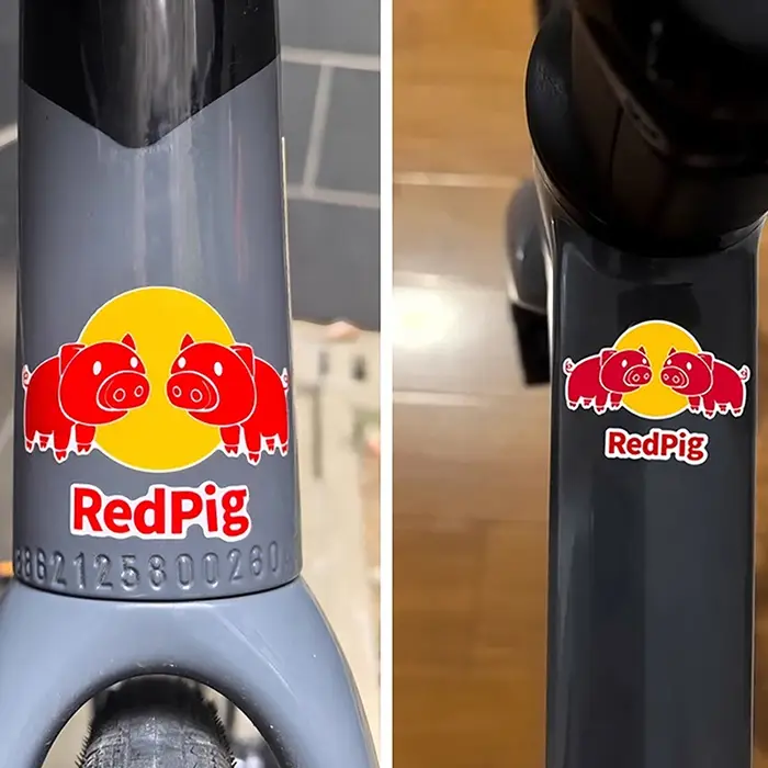 Autocollants décoratifs cochon rouge imperméables pour tube de tête de vélo moto électrique et casque personnalisable en plusieurs couleurs