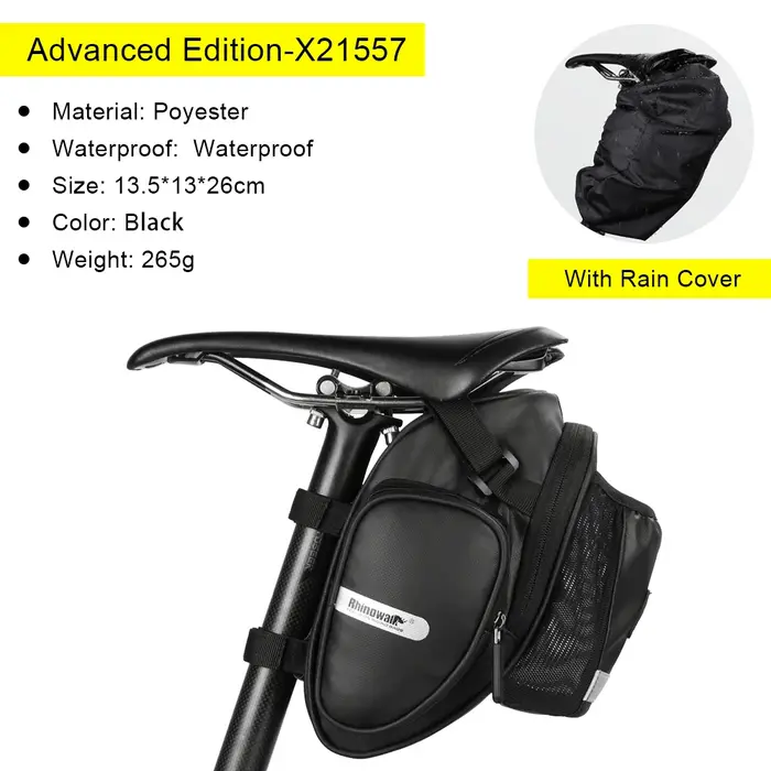 Rhinowalk – sac de selle de vélo étanche avec poche pour bouteille d'eau, sacoche arrière à grand Vo
