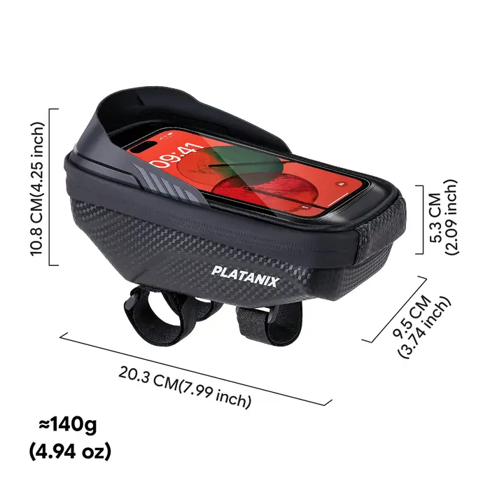 PLATANIX A1 Sac de guidon rigide en EVA pour VTT et vélo de route et pochette pour téléphone à fixer sur le cadre - Équipement de cyclisme polyvalent pour l'extérieur
