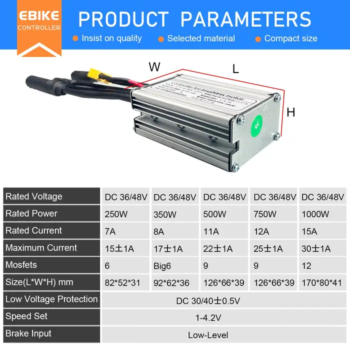 Contrôleur de vélo électrique KT 36V 48V 14A 26A 30A 35A étanche pour moteur brushless 250W-1500W 1T5 3 broches avec