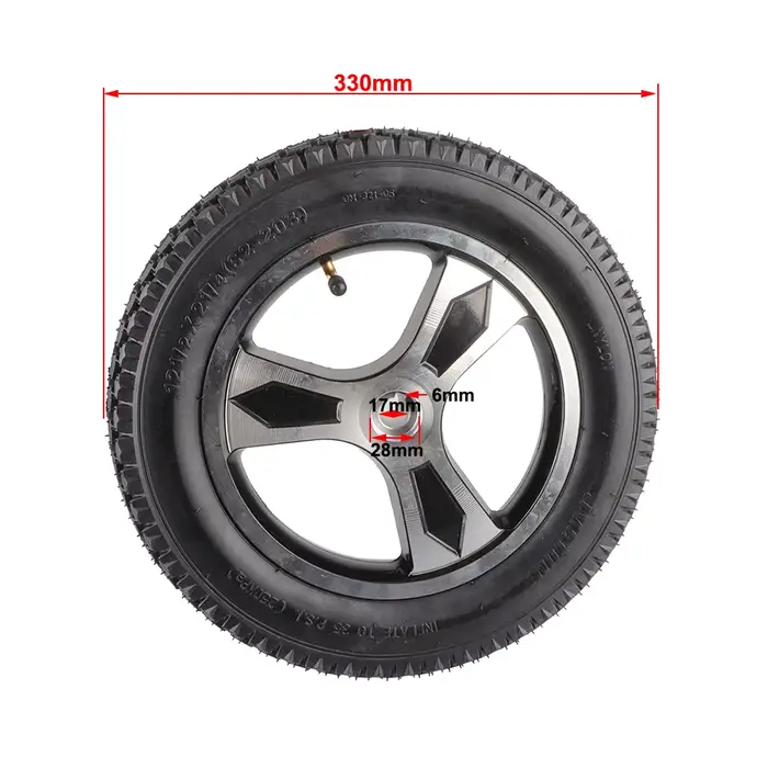 ElmainElectric-Chambre à air pneumatique pour fauteuil roulant, roues arrière 12 pouces, 12 1/2x2, 1/4 (62-203), 17mm, moyeu de roue de clavette