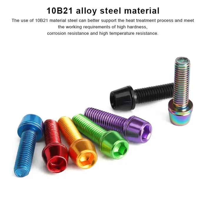 En Acier Inoxydable Coloré Pour VTT Route Vélo Tige Riser Vis De Guidon Vis M5 18MM 6 PCS/SET Titane