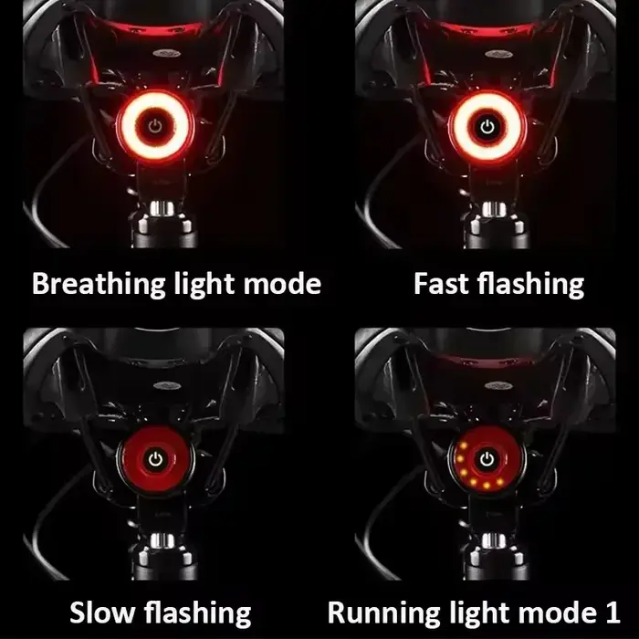 2025 nouveau vélo intelligent Auto frein détection lumière LED étanche charge