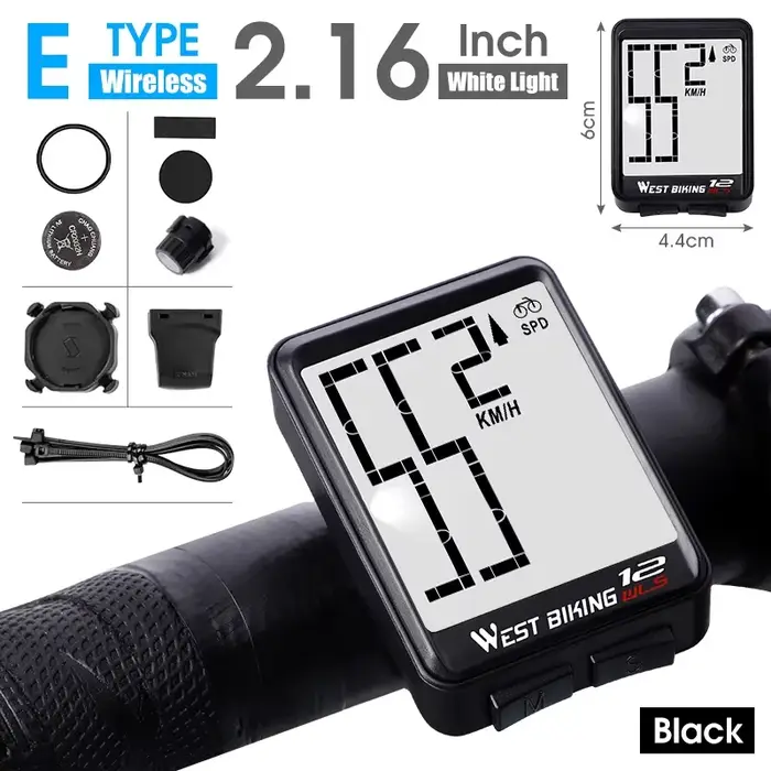 WEST BIKING-Compteur de vélo étanche sans fil à grand écran, chronomètre avec rétro-éclairage, ordin