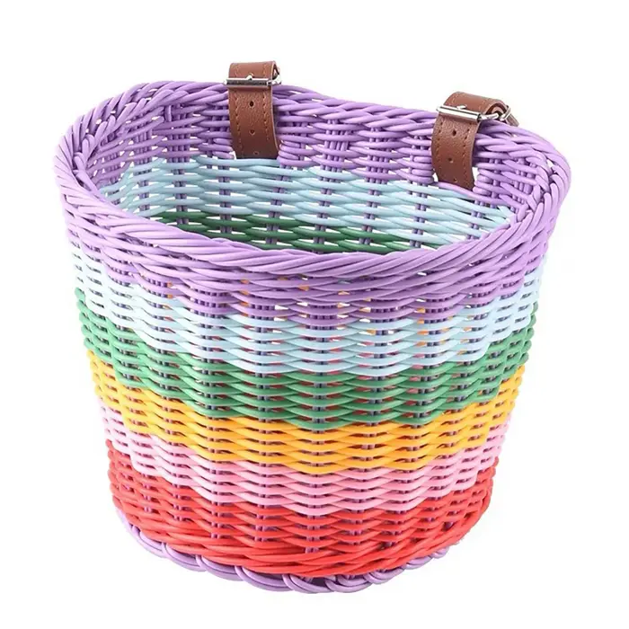 Panier de vélo de guidon avant pour enfant, panier de vélo avant de couleur arc-en-ciel Vintage adap