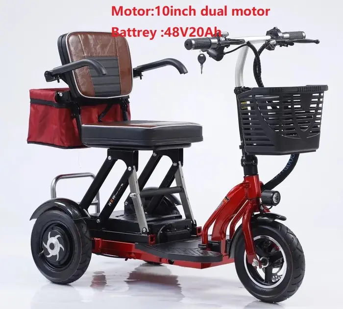 Vélo électrique à double moteur en titane pour mobilité réduite, tricycles à trois roues, scams à 3 
