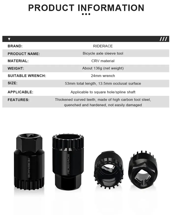 RIDERACE dissolvant de pédalier de vélo CR-V 20 dents BB clé à manchon de retrait clé