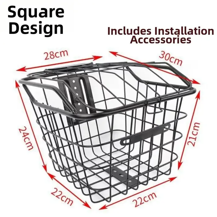 Panier en acier pour vélo de montagne, facile à installer, avec couvercle, réglable, fixe et durable