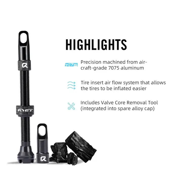RYET – vannes Tubeless Presta 44/60/70/80mm pour vélos de route et vtt
