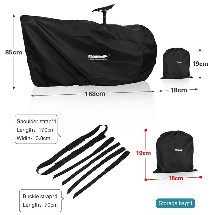 Sac de transport pliable pour vélo VTT 27.5 pouces et vélo de route 700C en polyester avec bandoulière confort pour voyage et sport de plein air