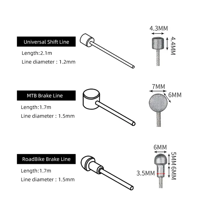 1 / 5pcs dérailleur de vélo frein de changement de vitesse câble intérieur en acier inoxydable, vélo