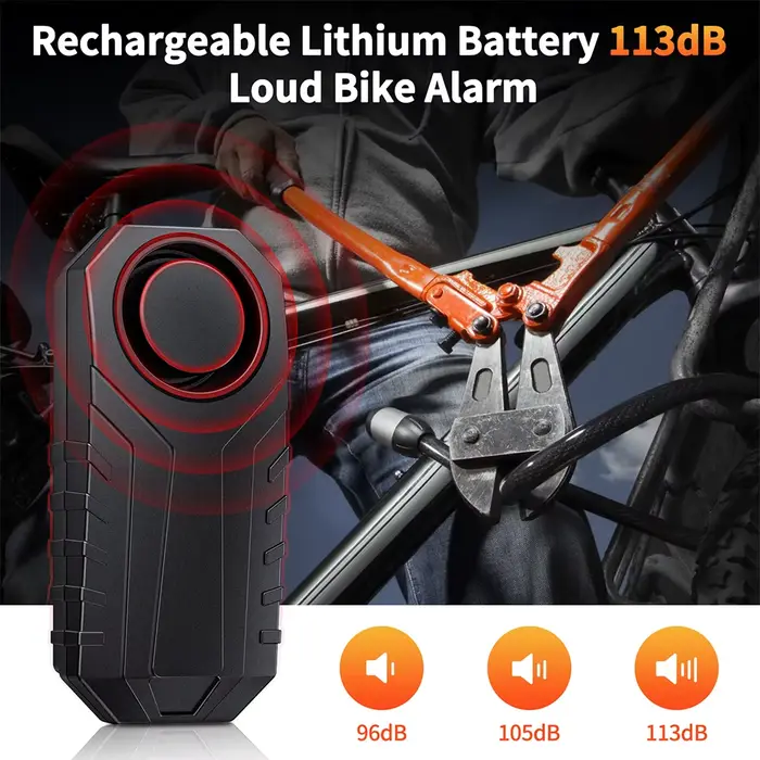 Alarme antivol pour vélo Wsdcam, alarme pour moto, alarme étanche 113 dB avec télécommande