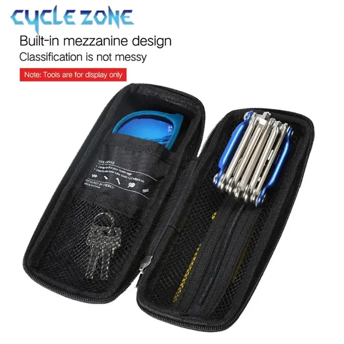 Boîte de rangement pour outils de vélo étanche en polyester et PU pour kit de réparation vélo de montagne et de route pour fixer sur cadre