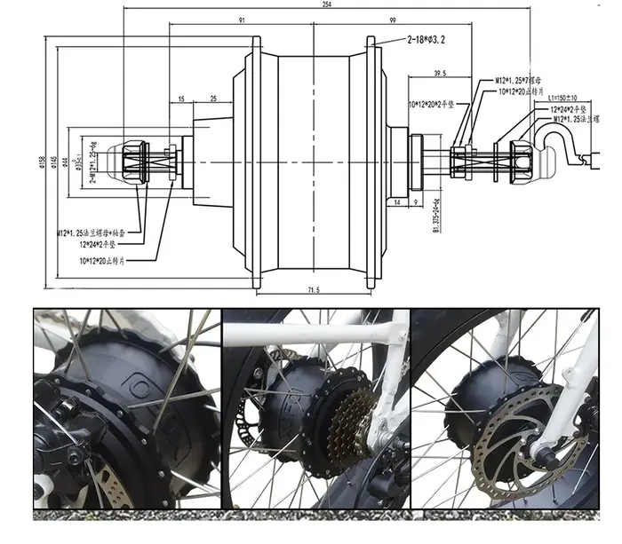 Gros pneu moyeu moteur roue 48V 1000W 4.0 "26in 20 pouces avant arrière frein à disque pilote Kit de Conversion