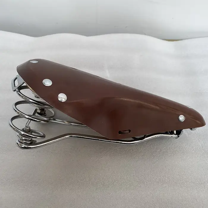 Selle de vélo rétro en cuir respirant et confortable, coussin de cyclisme vintage pour vélos à tube de selle double, VTT