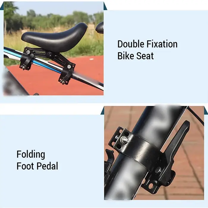 Sièges de vélo montés à l'avant avec guidon et pédales pour enfants